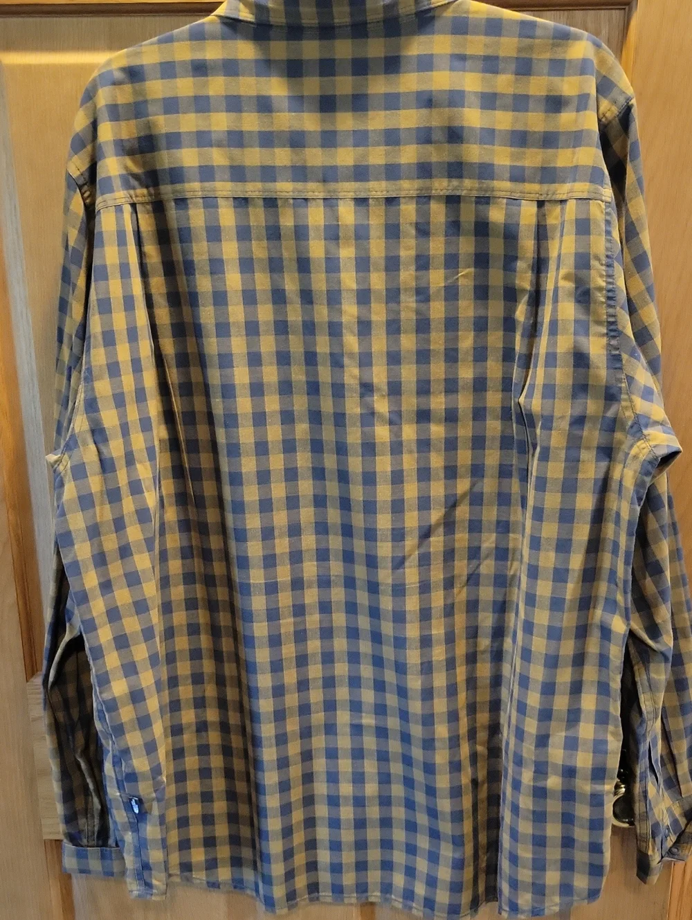 North Face Men's Yellow and Navy Check Shirt - Classic Button-Down. Cleaned.